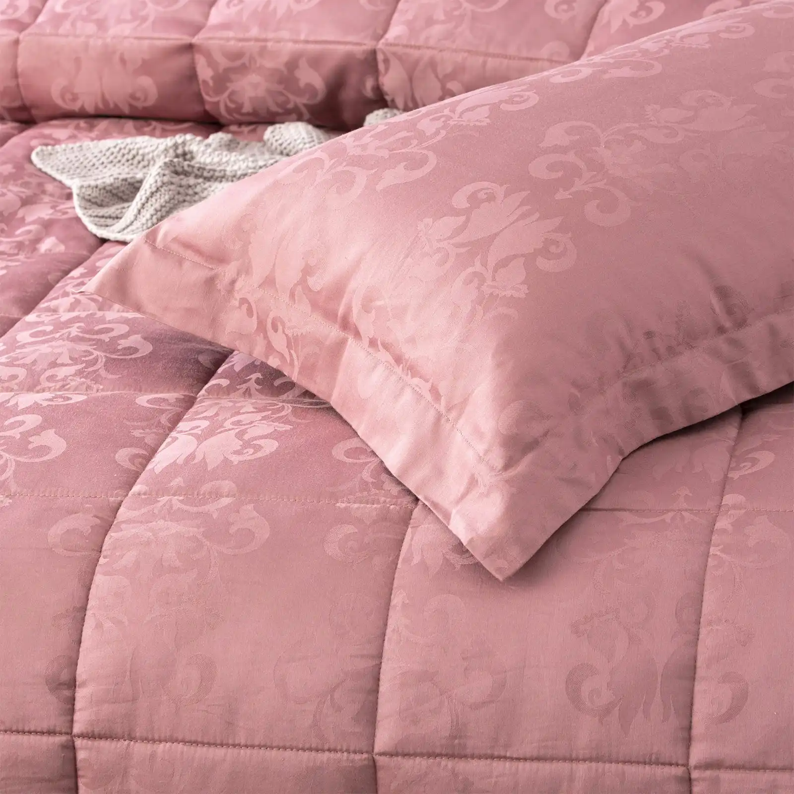 Ddecor Home Paisley Queen Bed Comforter Set 500TC Cotton Jacquard Bedding Rose