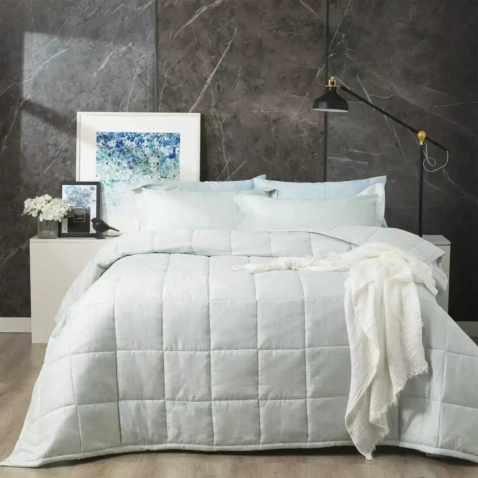 Ddecor Home Binary Queen Bed Comforter Set 500TC Cotton Jacquard Bedding Sage