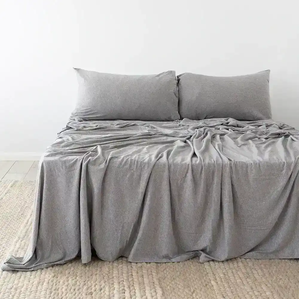 Bambury BedT Queen Organica Organic Cotton Fitted/Flat/Pillowcase Sheet Set Grey