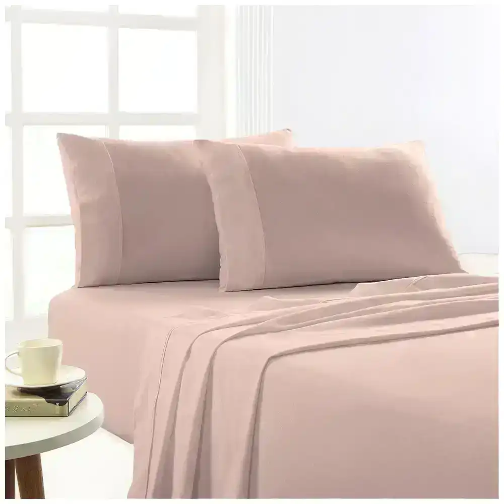 Park Avenue King Bed Flannelette Fitted Sheet Set 175GSM Egyptian Cotton Rose