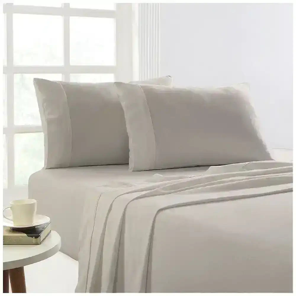 Park Avenue Split King Bed Flannelette Fitted Sheet Set 175GSM Egypt Cotton Sand