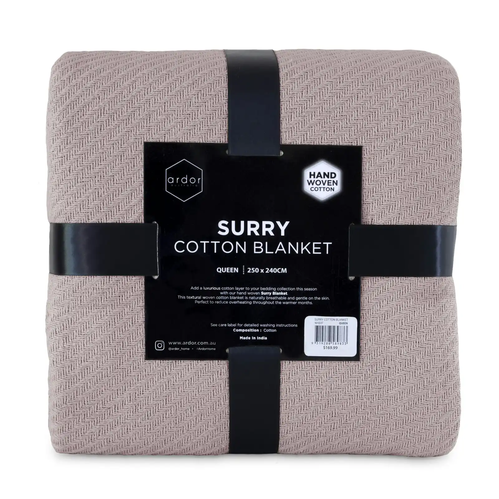 Ardor Surry Queen Bed Blanket Breathable Textured Woven Cotton Bedding Lilac