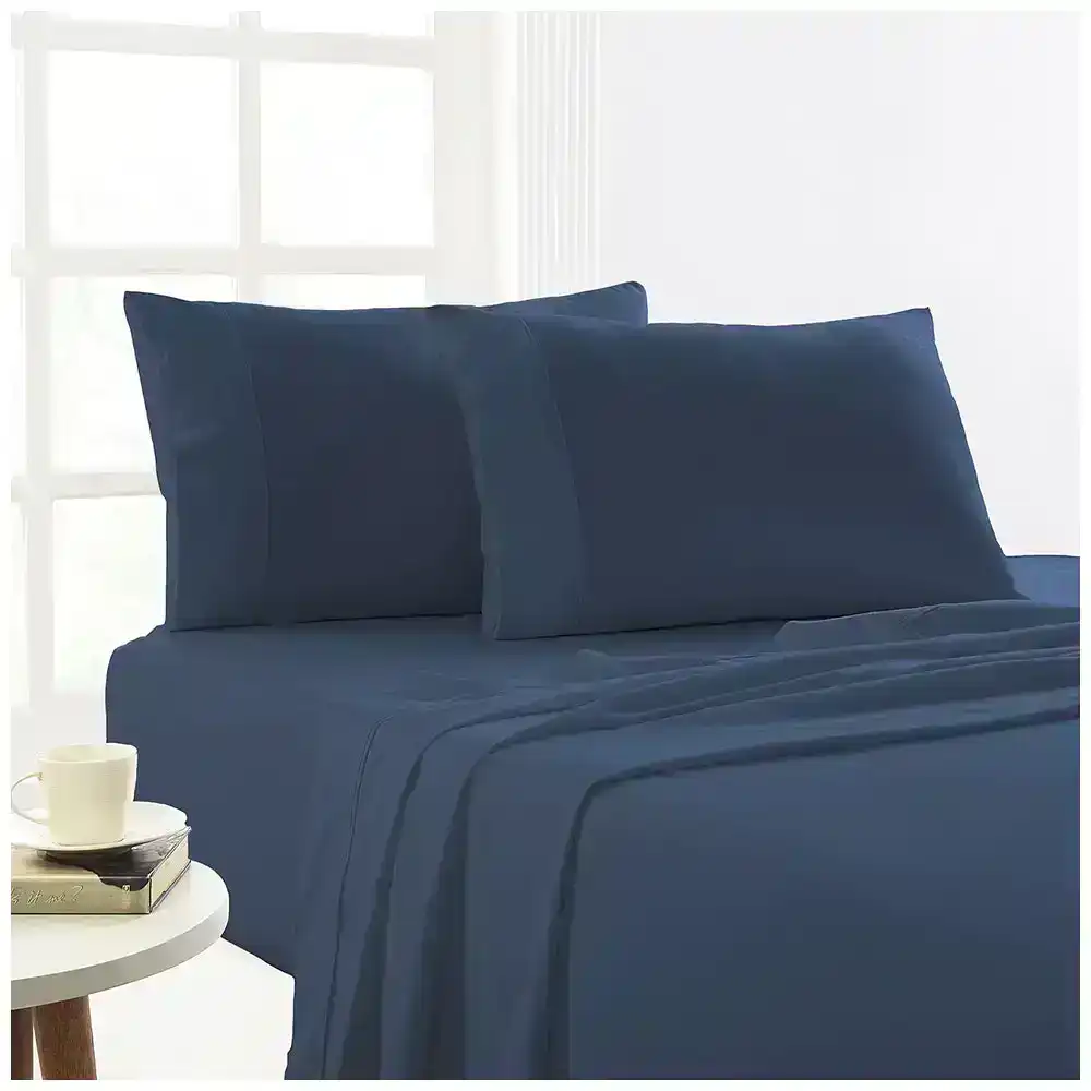 Park Avenue Queen Bed Flannelette Fitted Sheet Set 175GSM Egyptian Cotton Ink