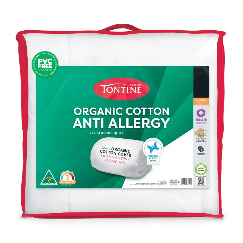 Tontine Super King Organic Cotton Anti Allergy/Microbial All Seasons Quilt/Doona