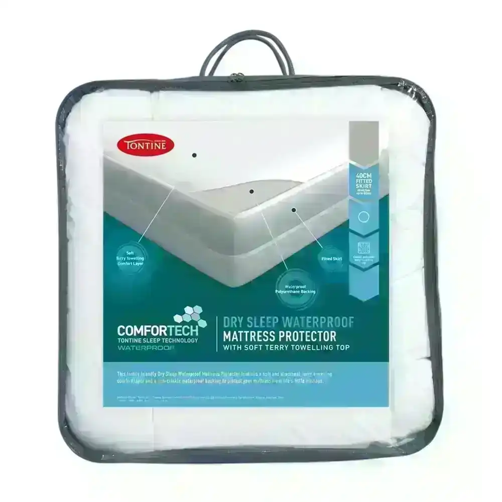 Tontine Comfortech Dry Sleep Waterproof Single Bed Mattress Protector 91x188 cm