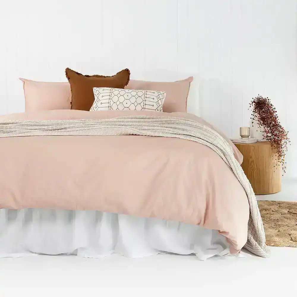 Bambury Temple Queen Bed Quilt Cover/Pillowcases Set Organic Cotton Rosewater