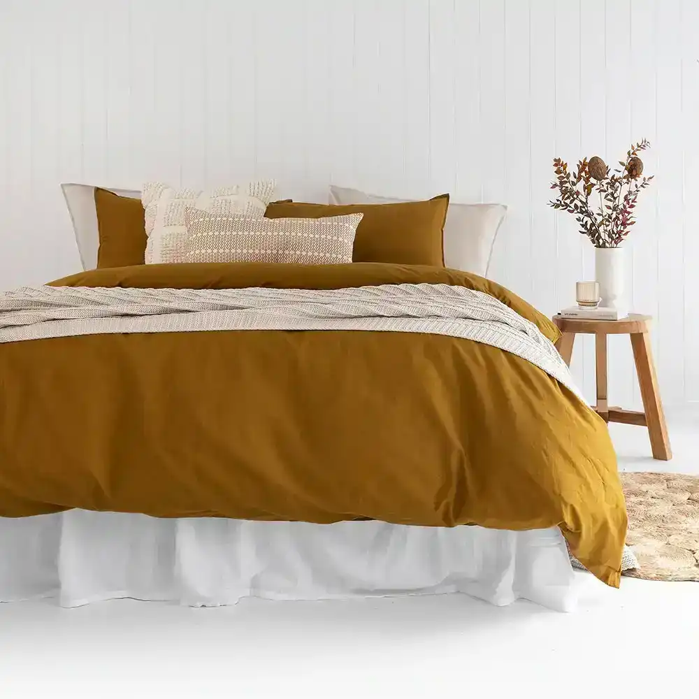 Bambury Temple King Bed Quilt Cover/Pillowcases Set Home Organic Cotton Tobacco