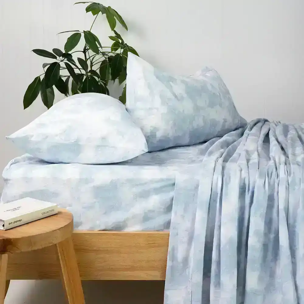 Bambury Nimbus Queen Bed Flannelette Fitted/Flat/Pillowcases Cotton Sheet Set