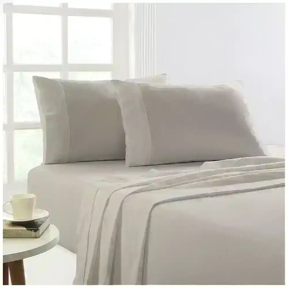 Park Avenue Mega Queen Bed Flannelette Fitted Sheet Set 175GSM Egypt Cotton Sand