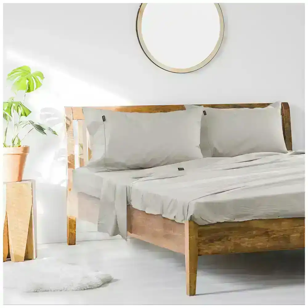 Ardor 1000TC Cotton Rich Queen Bed Sheet Set Home Bedding w/ Pillowcases Silver