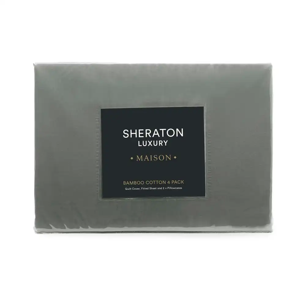 4pc Sheraton Luxury Maison King Bed Quilt Cover/Fitted Sheet/Pillowcase Set Grey