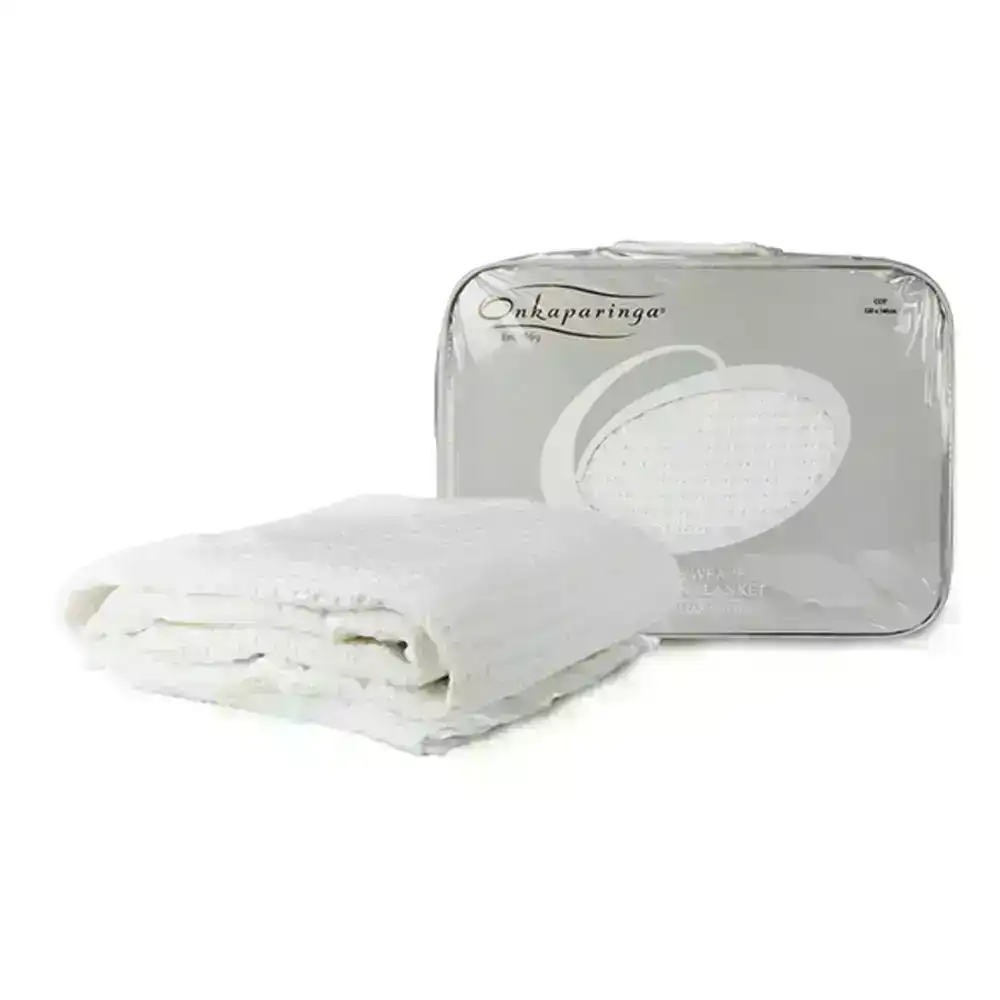 Onkaparinga 80x120cm Baby/Newborn Moss Weave Bassinet Soft Cotton Blanket White
