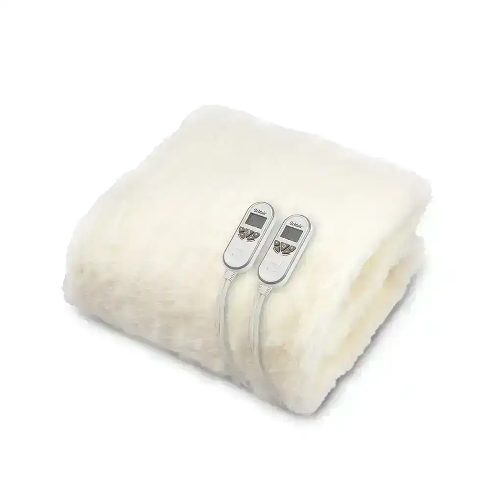 Goldair Platinum Australian Electric Blanket For King Size Bed Wool Topper White