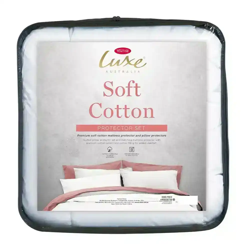 Tontine Luxe Soft Cotton Double Bed Mattress/Pillow Protector Set Bedding