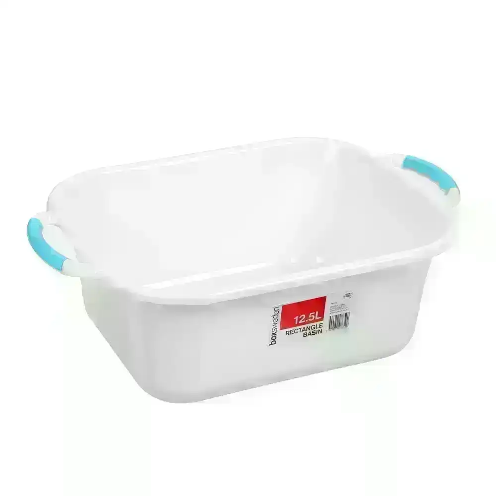 Box Sweden 12.5L Basin Rectangular w/ Handles Washing Bucket Storage Tub Assort