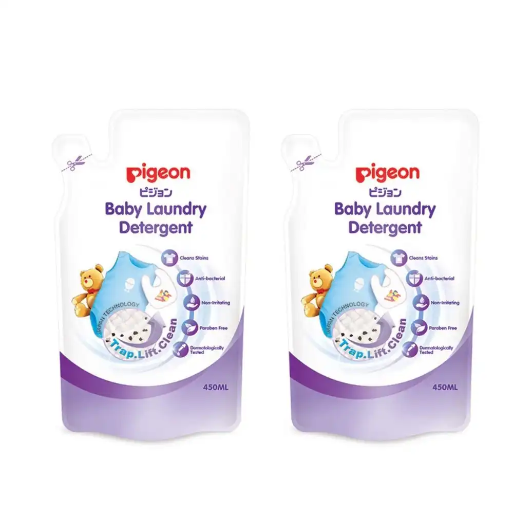 2x PIGEON 450ml Refill Anti-bacterial Baby Laundry Detergent Liquid Clothes