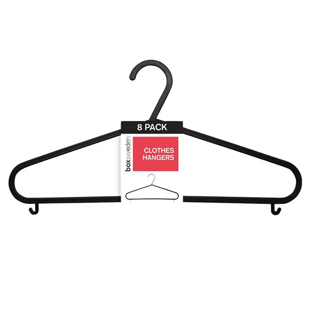 8pc Boxsweden Clothes Hangers Wardrobe Closet Clothing Hanger Organiser Black