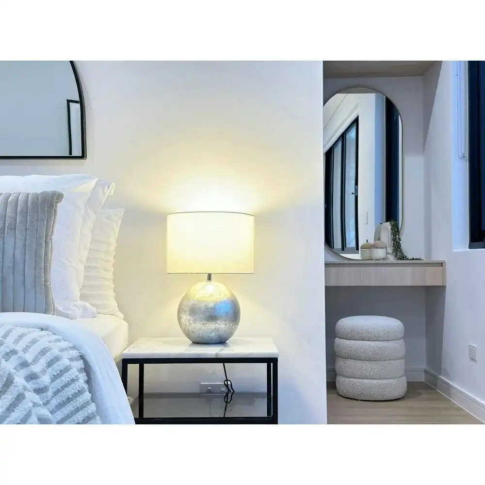 HomeStar Leonardo Marble Open Shelf Bedside Nighstand Side Table W/ Metal Frame - White/Black