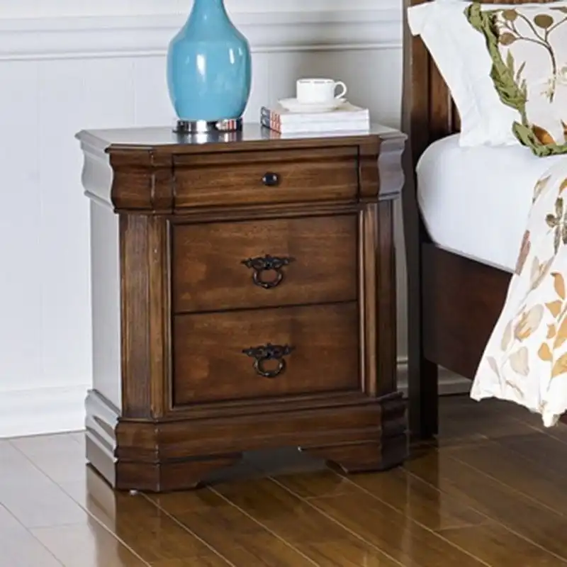 Ariana European Classic Solid Wooden Bedside Nightstand Side Table W/ 2-Drawers - Brown