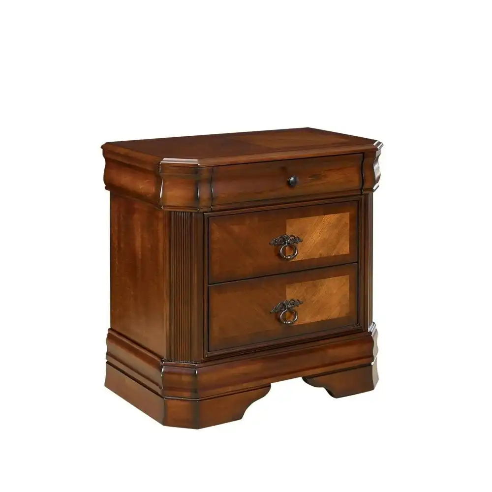 Hamshire Solid Wooden Bedside Nightstand Side Table W/ 2-Drawers - Burnished Cherry