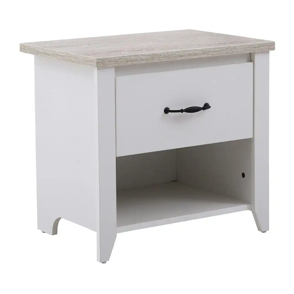 Modern Bedside Nightstand Side Table W/ 1-Drawer - White