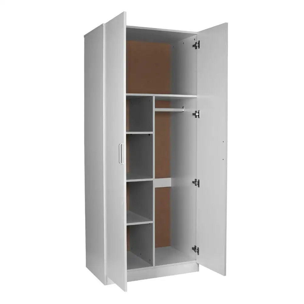 Modern 2-Door Multi-Purpose Wardrobe Closet Clothes Storage Cabinet - White