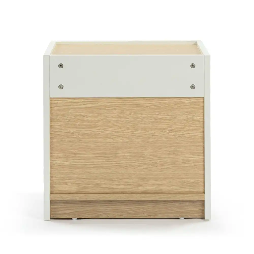 Ray Nighstand Bedside Side Table W/ 1-Drawer - White/Oak