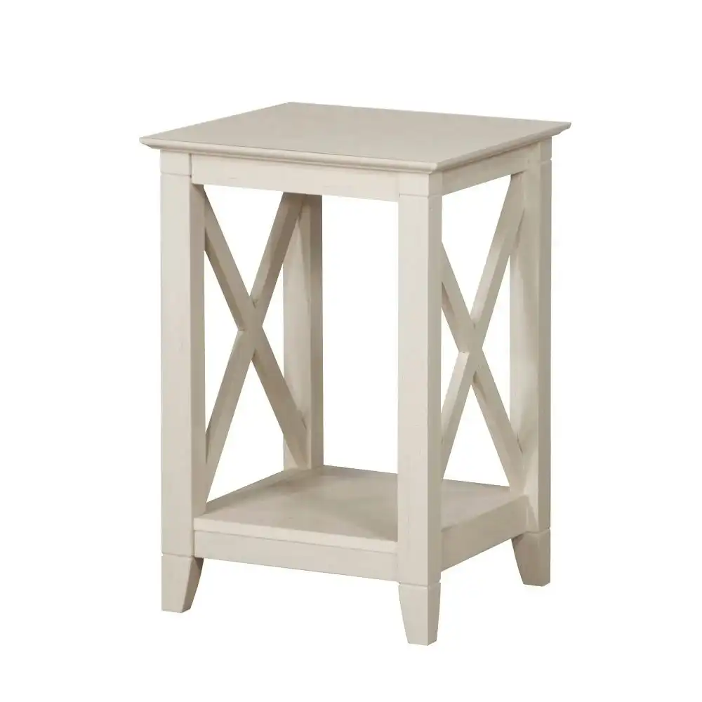 Lorrel Modern Minimalist Square Wooden Side Table - Antique white