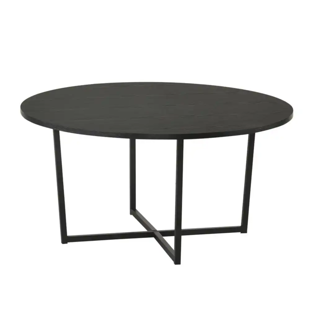 Archie Round Wooden Coffee Table 80cm - Black