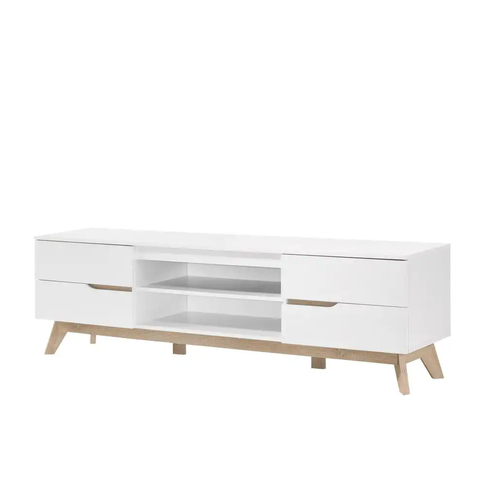 Moses TV Stand Entertainment Unit W/ 4 Drawers 180cm - White/Oak