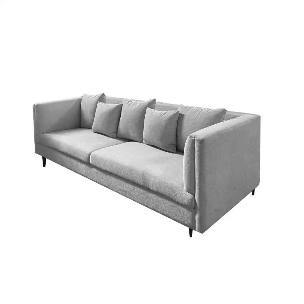 HomeStar Stasia Modern Fabric 3-Seater Sofa Relaxing Couch Wooden Legs - Grey