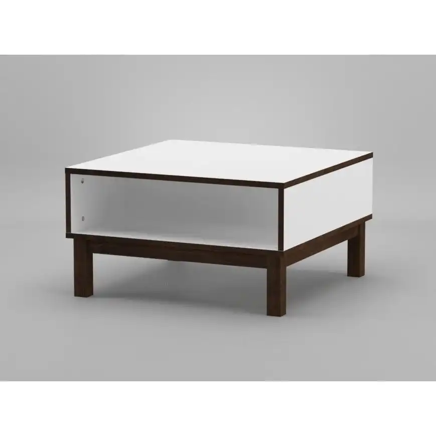 Maisie Square Wooden Open Shelf Coffee Table - White/Walnut