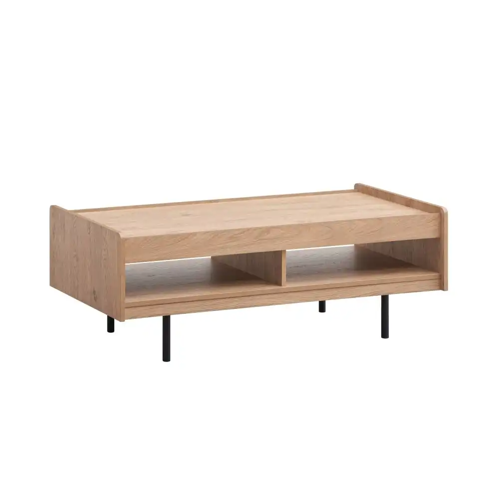 Tim Wooden Open Shelf Rectangular Coffee Table - Oak