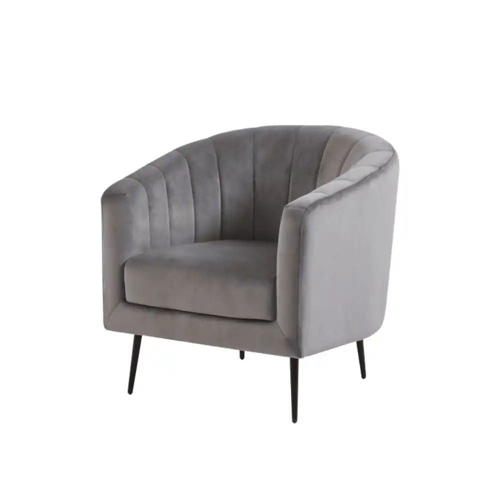 Sariel Velvet Fabric Occasional Lounge Accent Relaxing Chair - Steel Grey