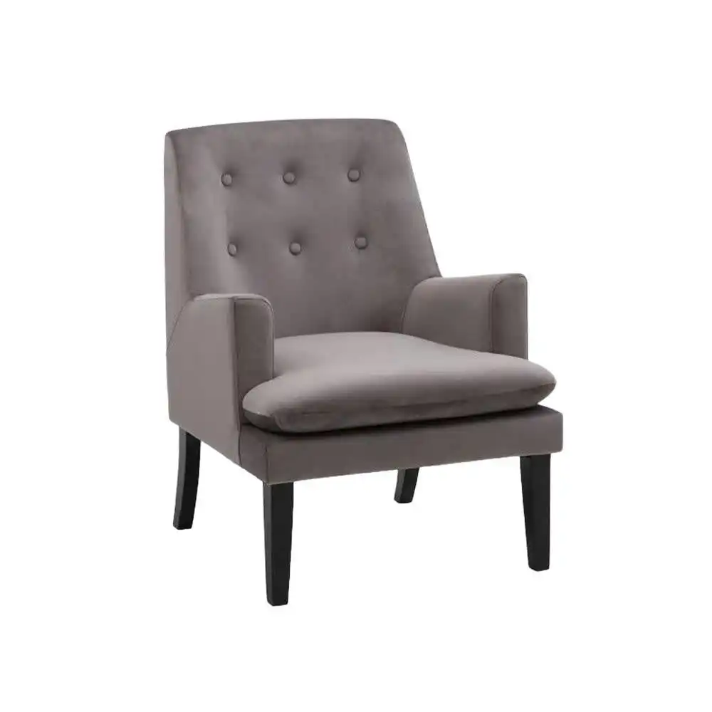 HomeStar Masha Velvet Fabric Accent Lounge Arm Chair - Grey