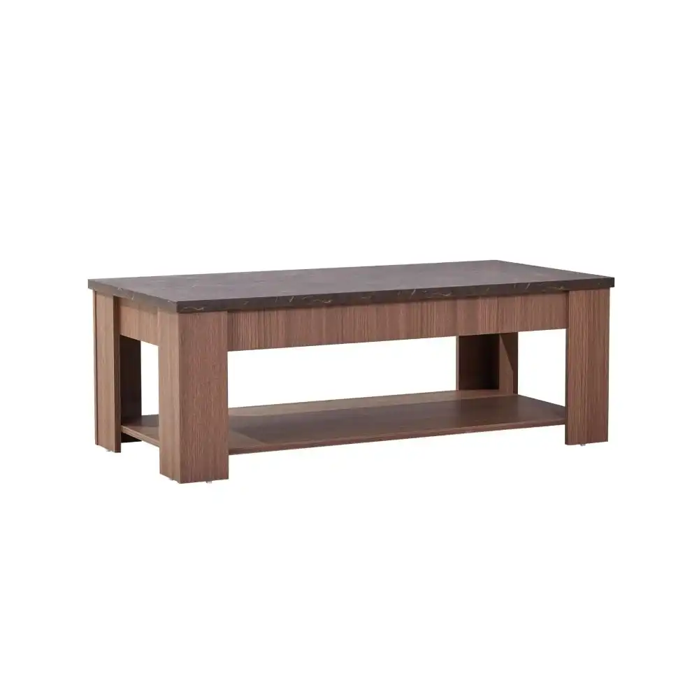 Carrasco Open Shelf Rectangular Wooden Coffee Table - Grey & Walnut