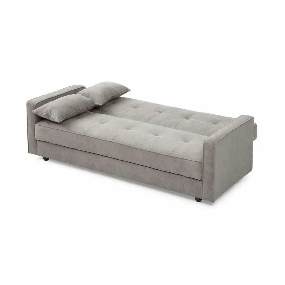 Modern Designer 3-Seater Suede Fabric Lounge Couch Sofa Bed - Grey
