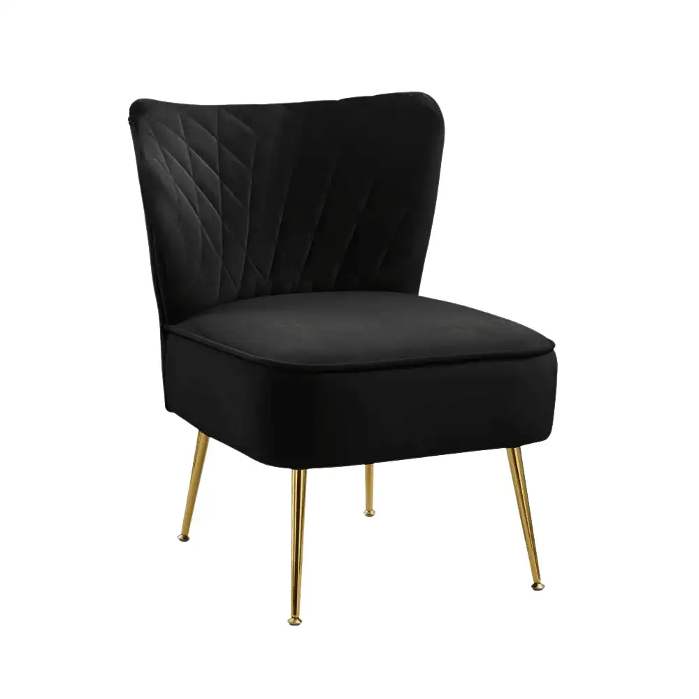 HomeStar Adele Velvet Fabric Lounge Accent Armchair W/ Gold Legs - Black