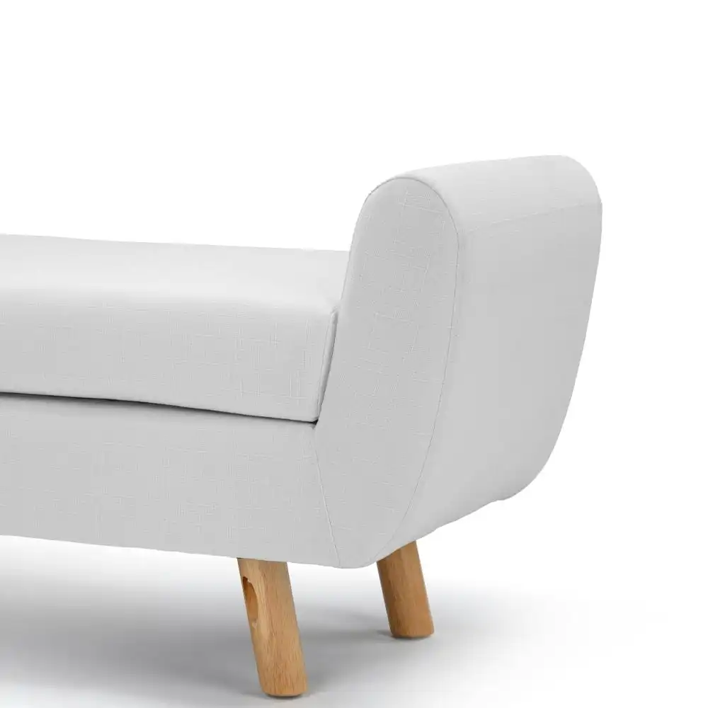 Connor Fabric Wing Ottoman Bench Foot Stool - White