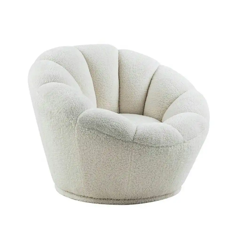 HomeStar Chloe Modern Accent Lounge Swivel Arm Chair - White