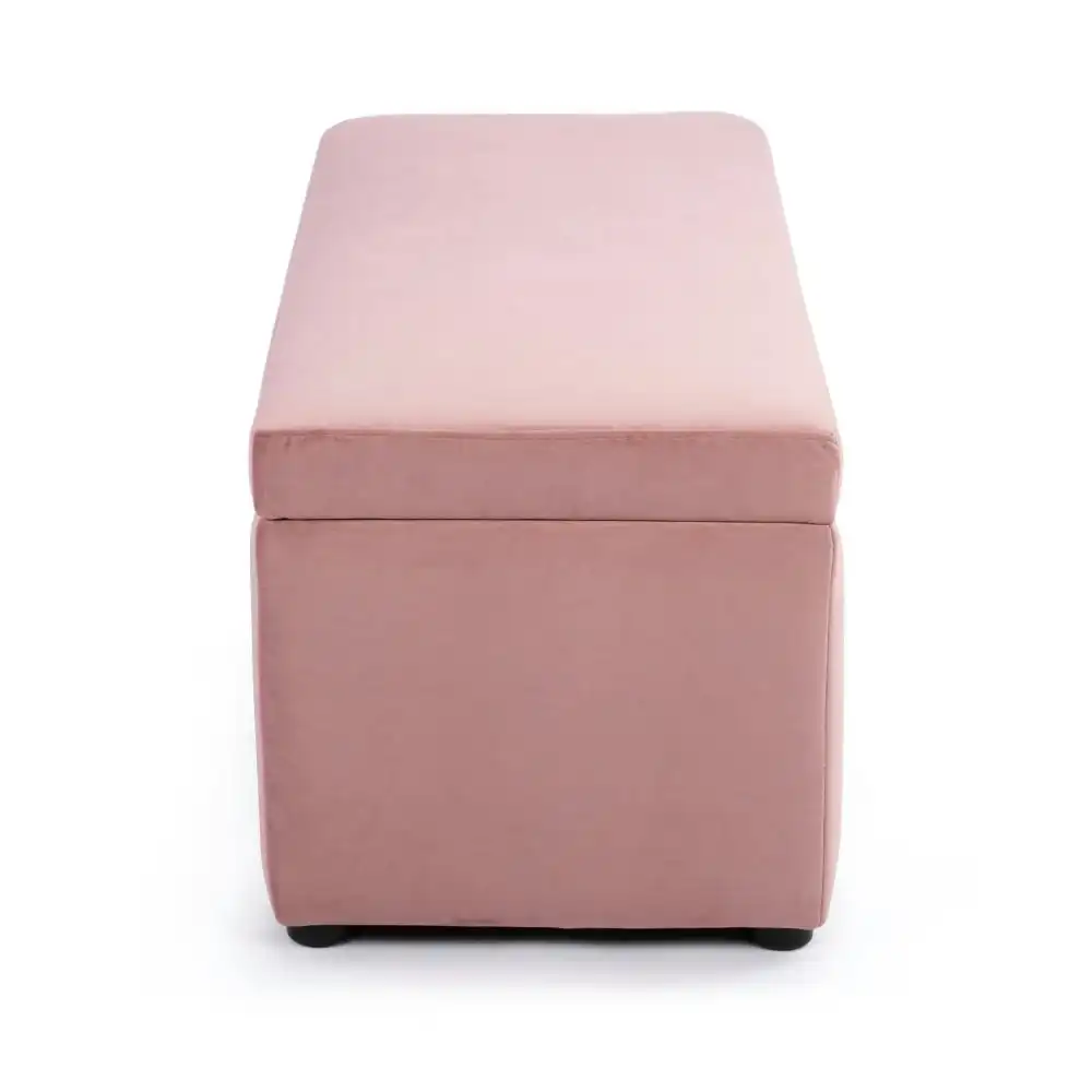 Lumine Velvet Storage Ottoman Box Bench Foot Stool - Pink