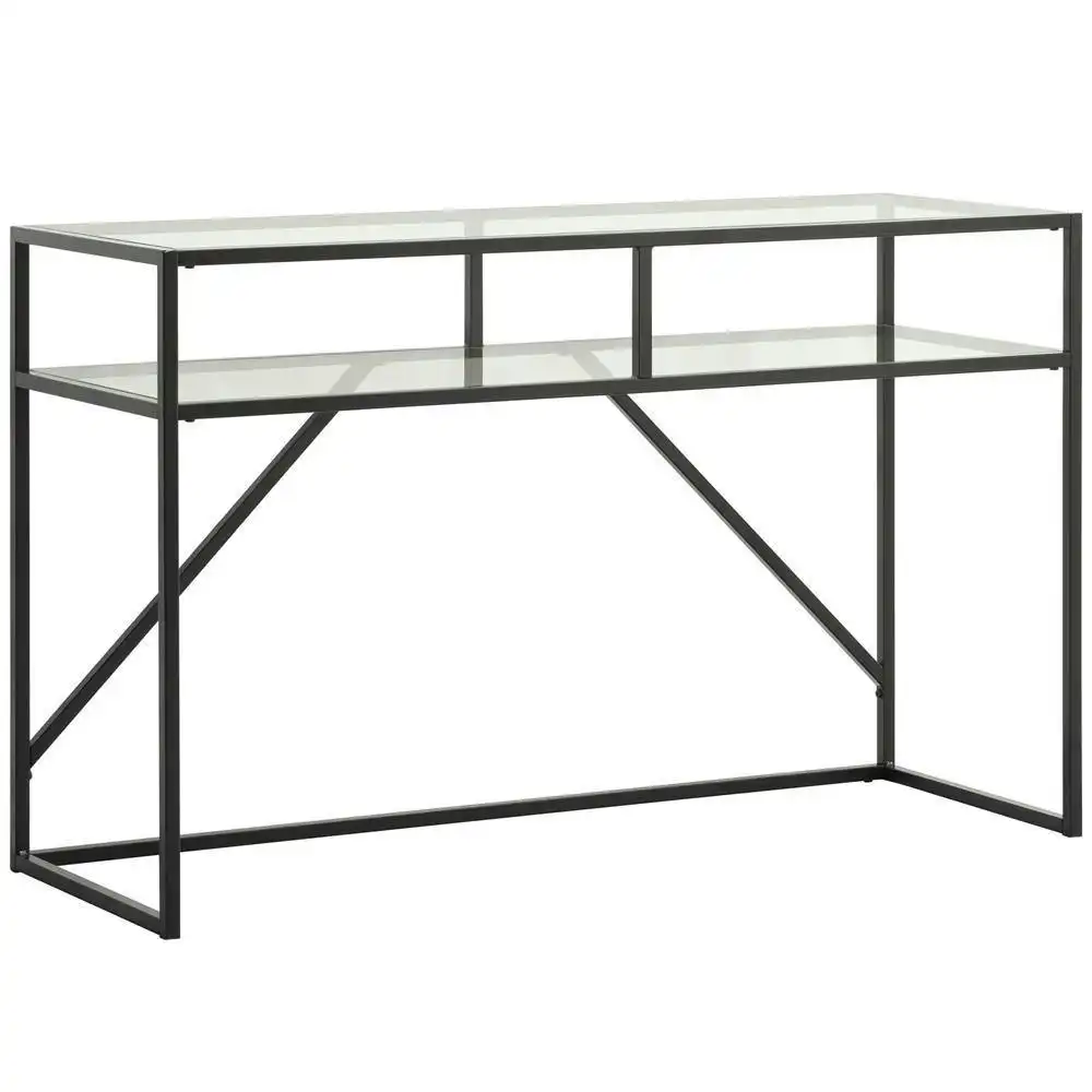 Diego Tempered Glass Console Hall Table Metal Frame - Black