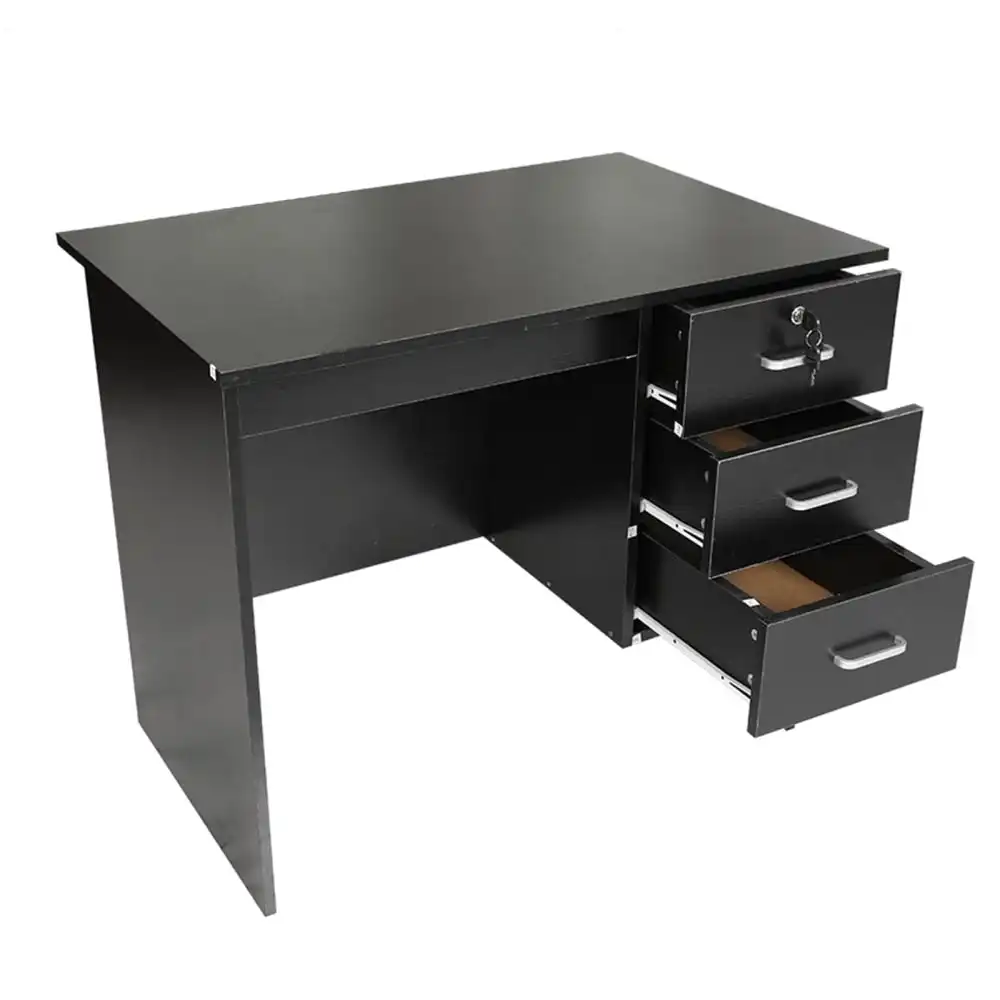 Jace Office Writing Study Desk 90cm W/ 3-Drawers - Black