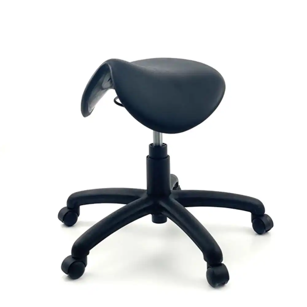 UNIX MUELLER Saddle Nylon Base Office Lab Task Stool Computer Chair - Black