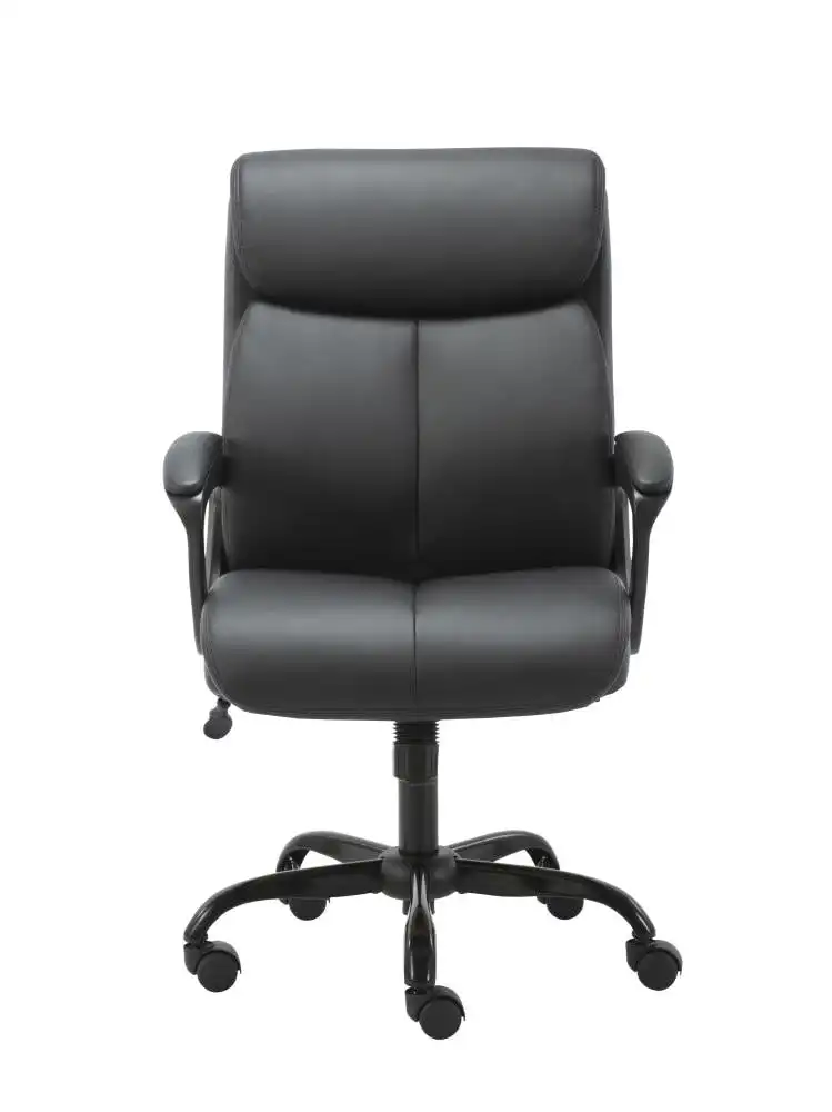 Puresoft PU Leather Soft Padded Mid-Back Office Chair - Black
