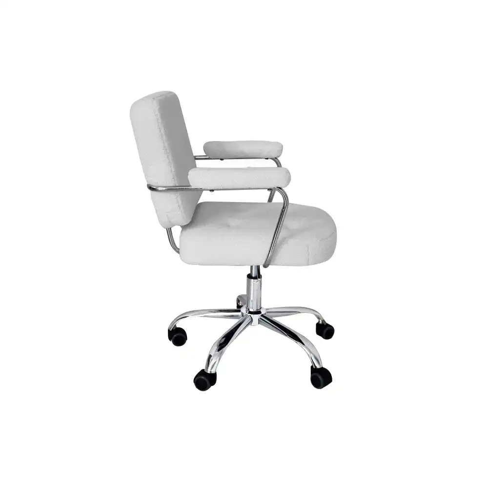 HomeStar Huggy  Faux-Fur Sheeperd Office Task Working Computer Chair - White