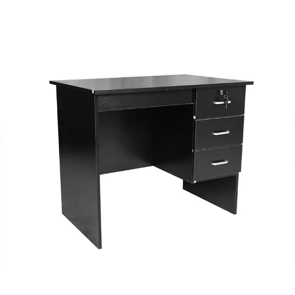 Modern Office Writing Study Computer Desk Table 120cm W/ 3-Drawers - Black