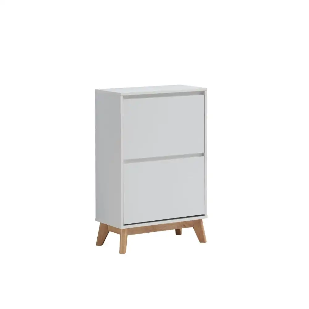 Audrey Modern Scandinavian 2-Doors Shoe Cabinet Storage - White