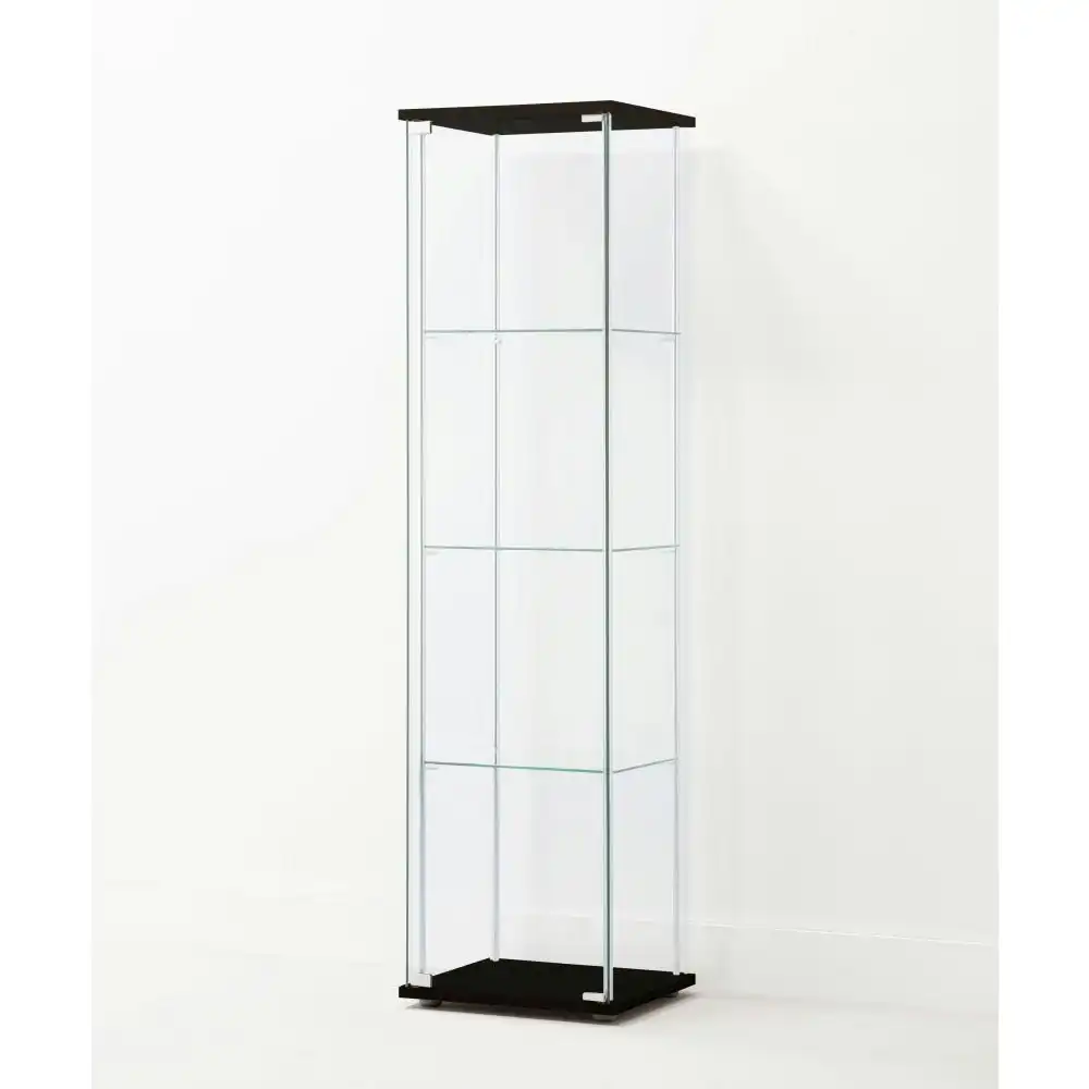 Jude 4-Tier Glass Display Shelf Storage Cabinet - Glass/Black