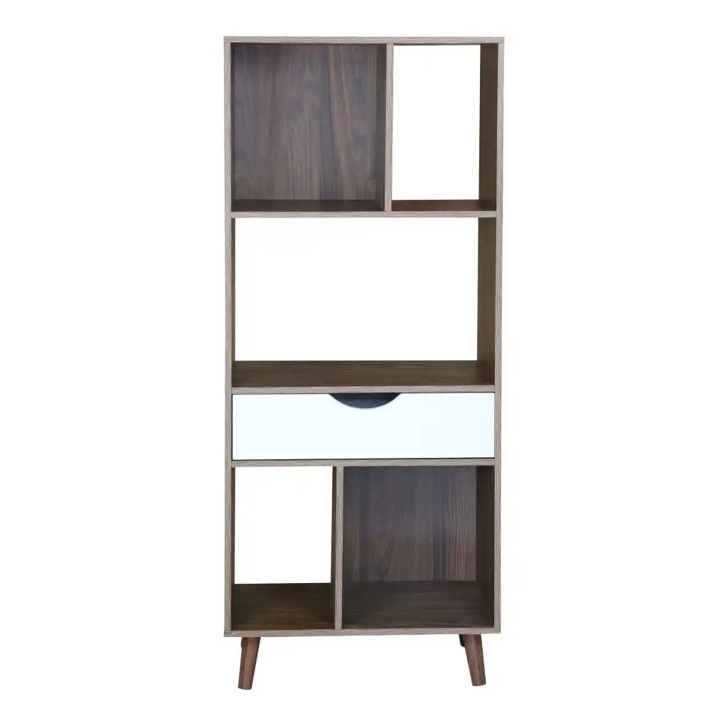 Hazel Multi-Purpose Bookcase Display Shelf W/ 1-Drawer - Walnut/White